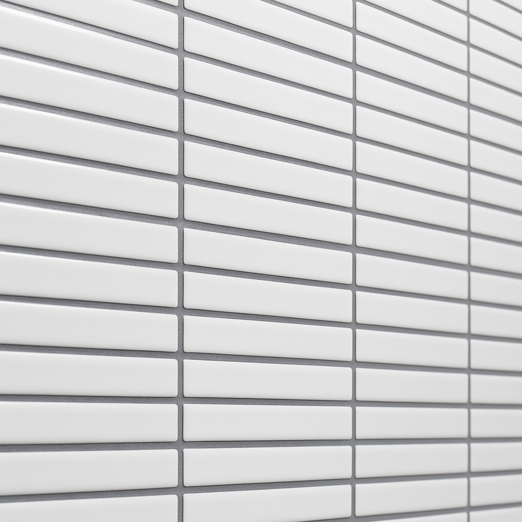 Festival White Stack Porcelain Mosaic Tile - 11 x 12 High Gloss