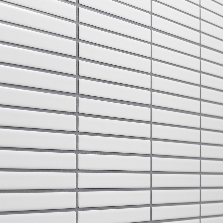 Festival White Stack Porcelain Mosaic Tile - 11 x 12 High Gloss