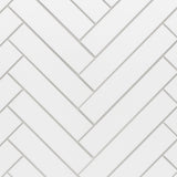 Festival Unglazed White Herringbone Porcelain Mosaic Tile - 8 x 12