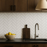 Festival Unglazed White Herringbone Porcelain Mosaic Tile - 8 x 12