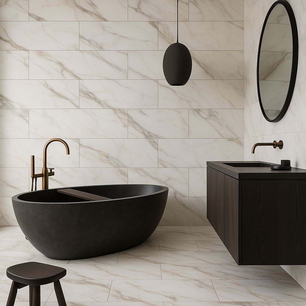 Pianetto Alaria Polished Porcelain Tile - 15 x 30, Marble Look