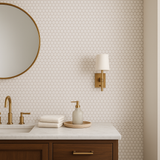Festival Unglazed White Penny Porcelain Mosaic Tile - 11 x 11