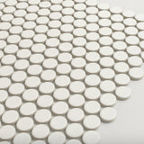 Festival Unglazed White Penny Porcelain Mosaic Tile - 11 x 11