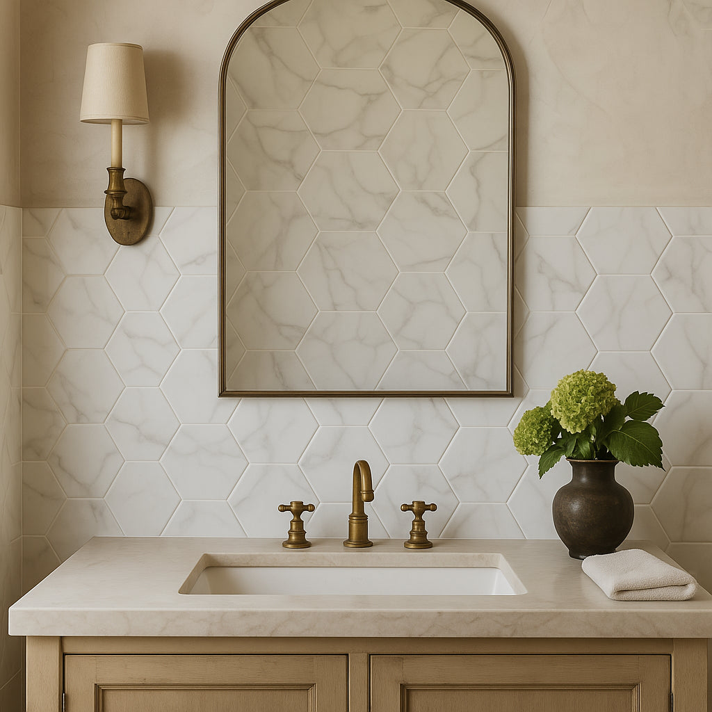 Adessi Arina Bianco Porcelain Tile - 11 x 13 Marble Look