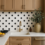 Festival White and Black Hexagon Polished Porcelain Mosaic Tile - 11 x 12