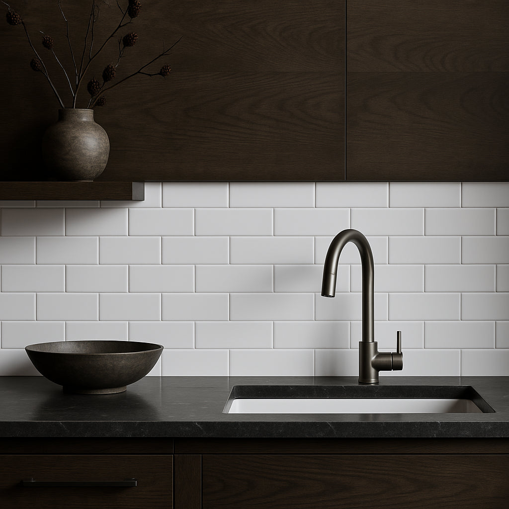 Festival Bright White Ice Ceramic Bullnose Tile - 2 x 6