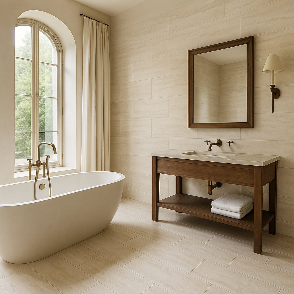 Travertini Bianco Porcelain Tile - 12 x 24 Matte Finish