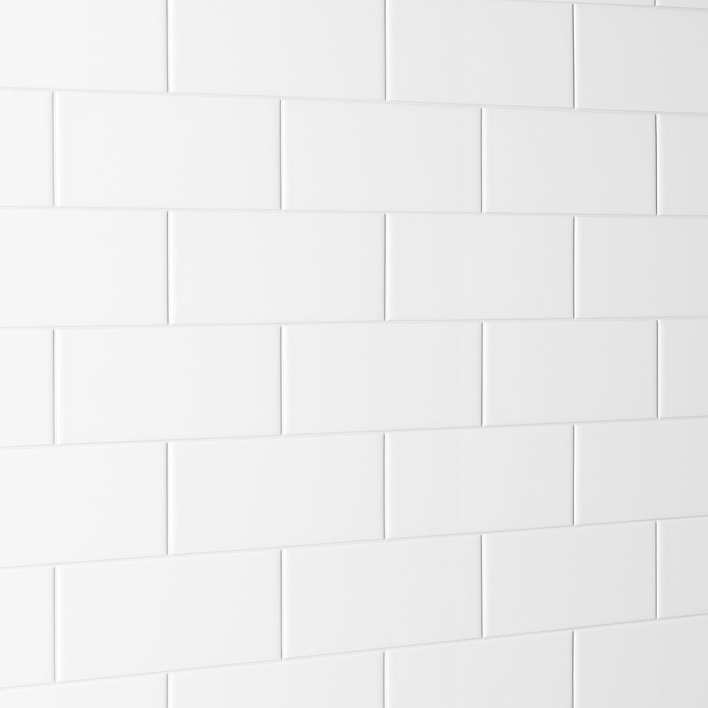 Festival Bright White Ice Subway Ceramic Wall Tile - 3x6 High Gloss