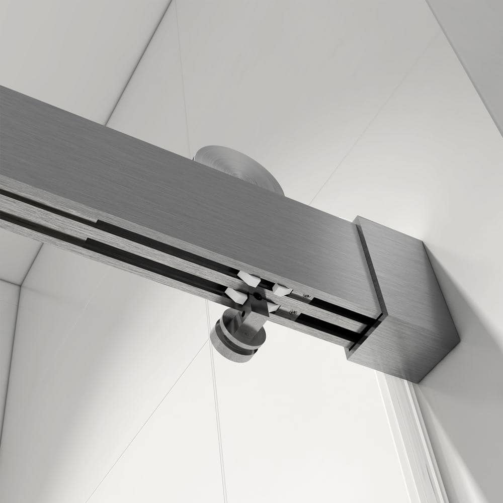 68 in. -72 in. W x 72 in. H Double-Sliding Frameless Shower Door in Brushed Nickle with Clear Glass Soft Closed
