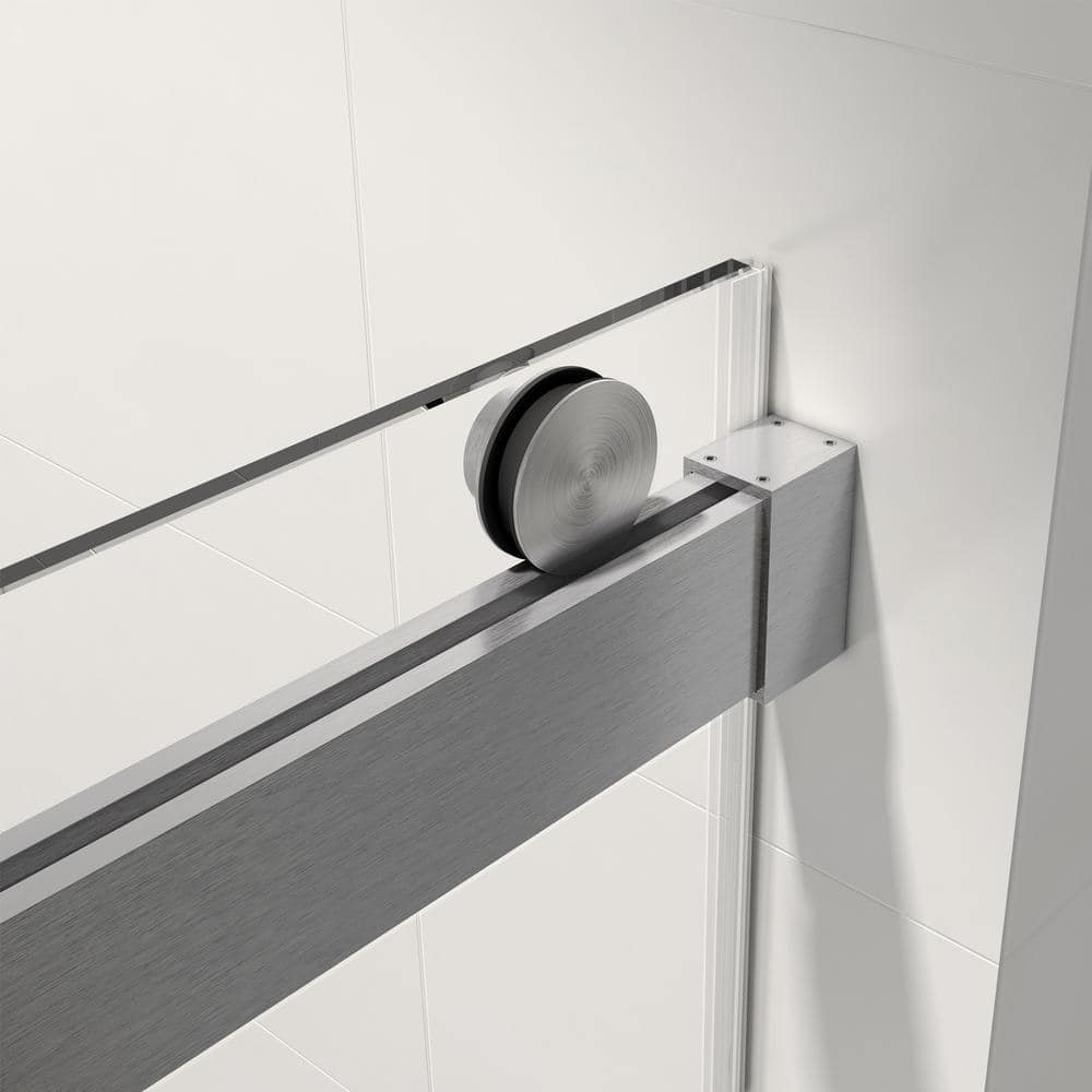 68 in. -72 in. W x 72 in. H Double-Sliding Frameless Shower Door in Brushed Nickle with Clear Glass Soft Closed