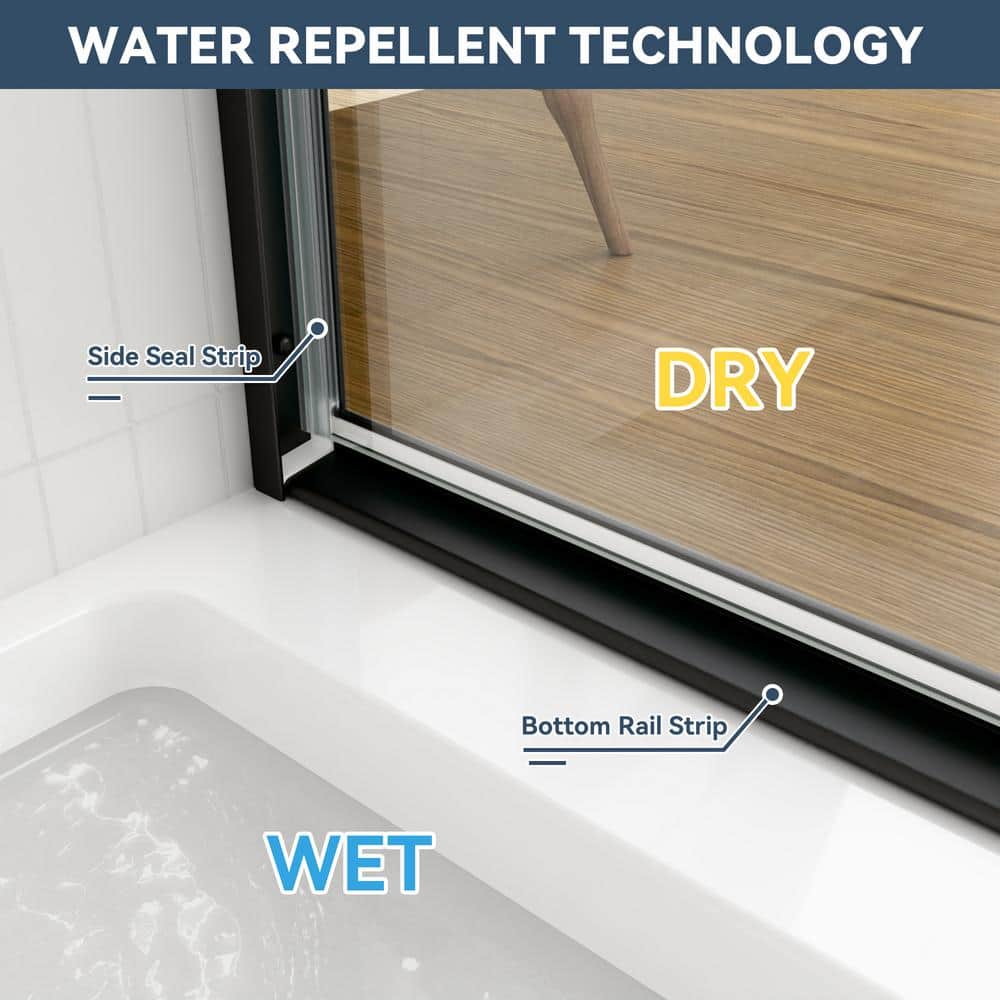 48 in. W x 70 in. H Double Sliding Framed Shower Door in Matte Black with SGCC 1/4 in. (6 mm) Tempered Clear Glass