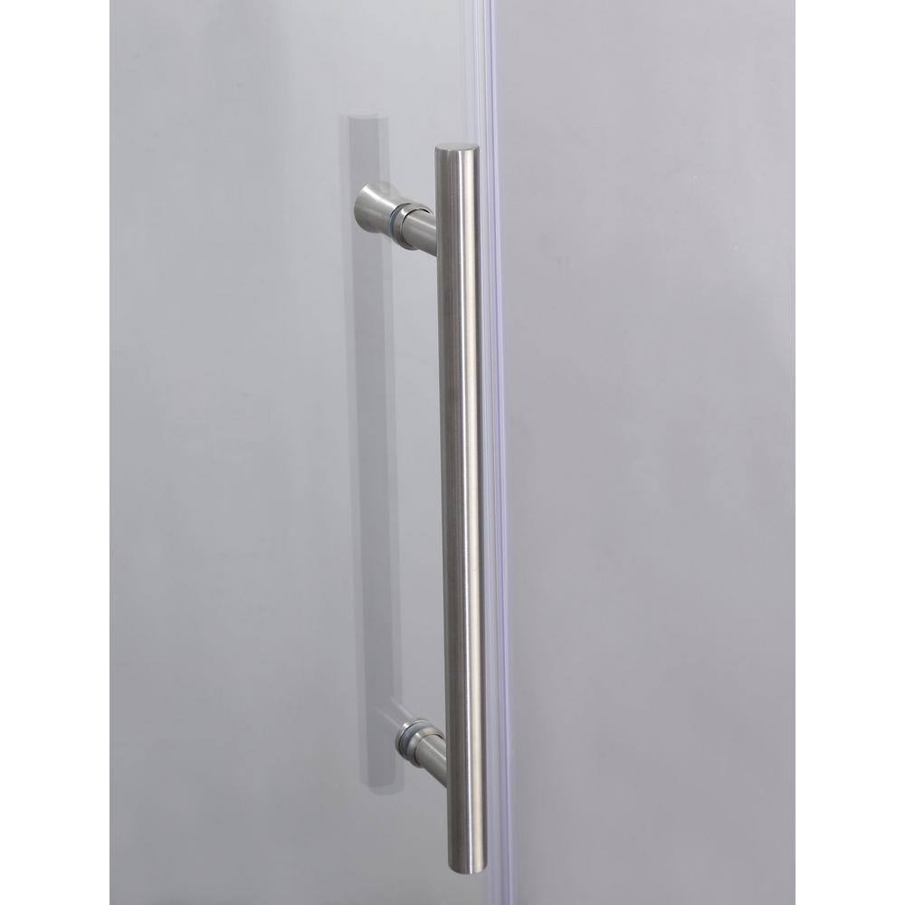 60 in. W x 76 in. H Sliding Frameless Shower Door in BrushedNickel Finish with Clear Glass