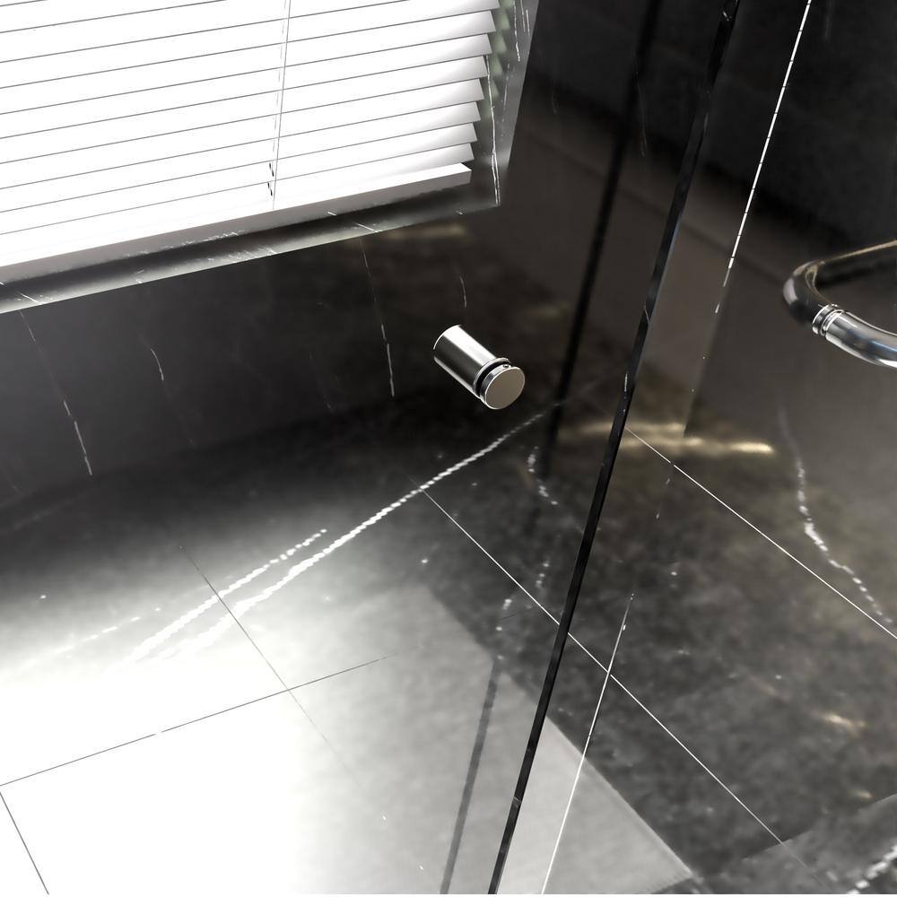 60 in. W x 70 in. H Semi-Frameless Double Sliding shower door in Chrome with Explosion Proof Film Tempered Glass