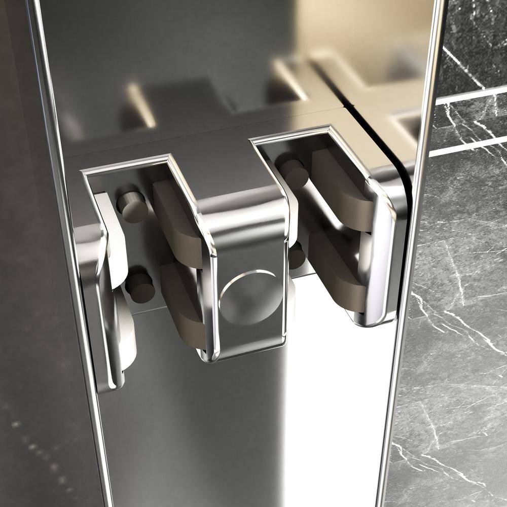 60 in. W x 70 in. H Semi-Frameless Double Sliding shower door in Chrome with Explosion Proof Film Tempered Glass