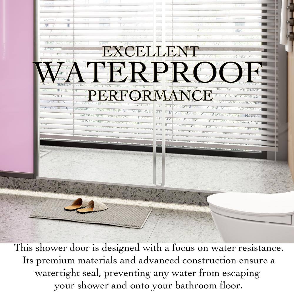 72 in. W x 76 in. H Frameless Double Sliding Soft-Close Shower Door in Black with Explosion Proof Film Tempered Glass