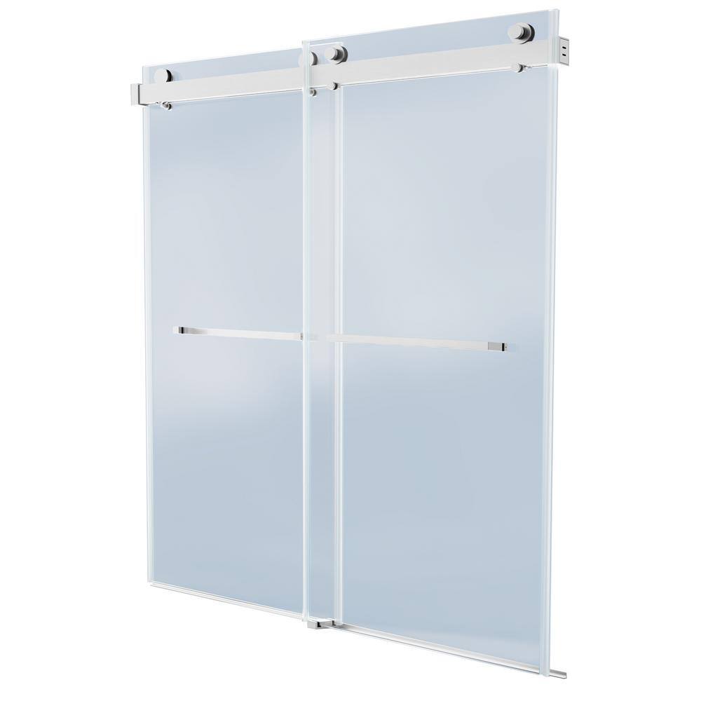 72 in. W x 76 in. H Frameless Double Sliding Soft-Close Shower Door in Black with Explosion Proof Film Tempered Glass