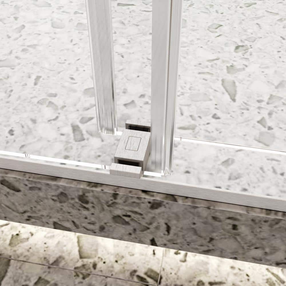 72 in. W x 76 in. H Frameless Double Sliding Soft-Close Shower Door in Black with Explosion Proof Film Tempered Glass