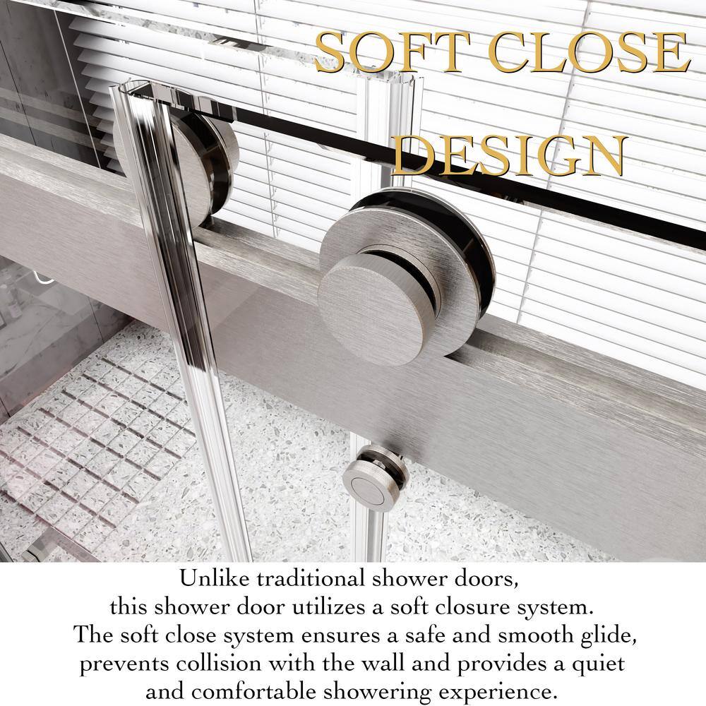 72 in. W x 76 in. H Frameless Double Sliding Soft-Close Shower Door in Black with Explosion Proof Film Tempered Glass