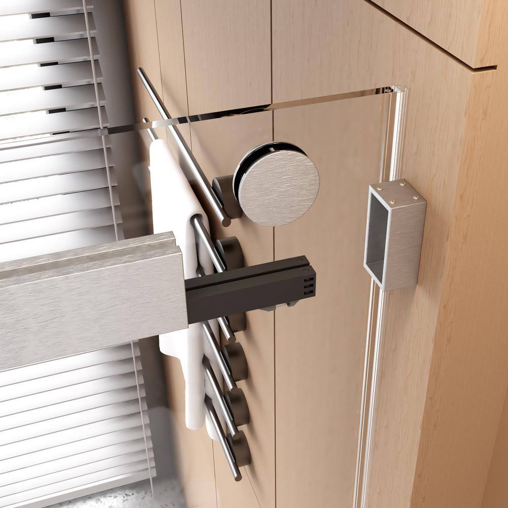 72 in. W x 76 in. H Frameless Double Sliding Soft-Close Shower Door in Black with Explosion Proof Film Tempered Glass