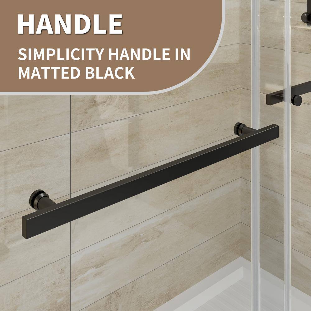 60 in. W x 74 in. H Double Sliding Framed Shower Door in Black Finish with Clear Finish