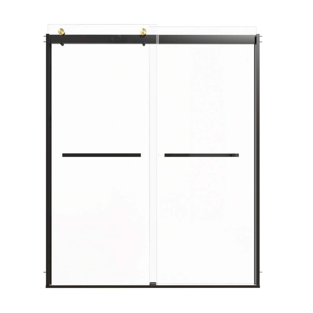 60 in. W x 74 in. H Double Sliding Framed Shower Door in Black Finish with Clear Finish