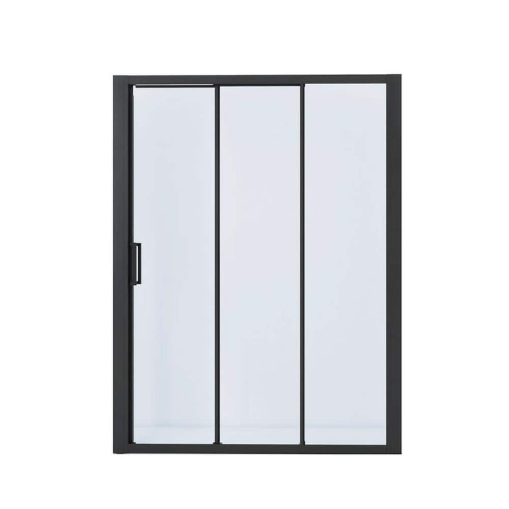 60 in. W x 70 in. H Sliding Semi-Frameless Shower Door in Matte Black Finish with Clear Glass