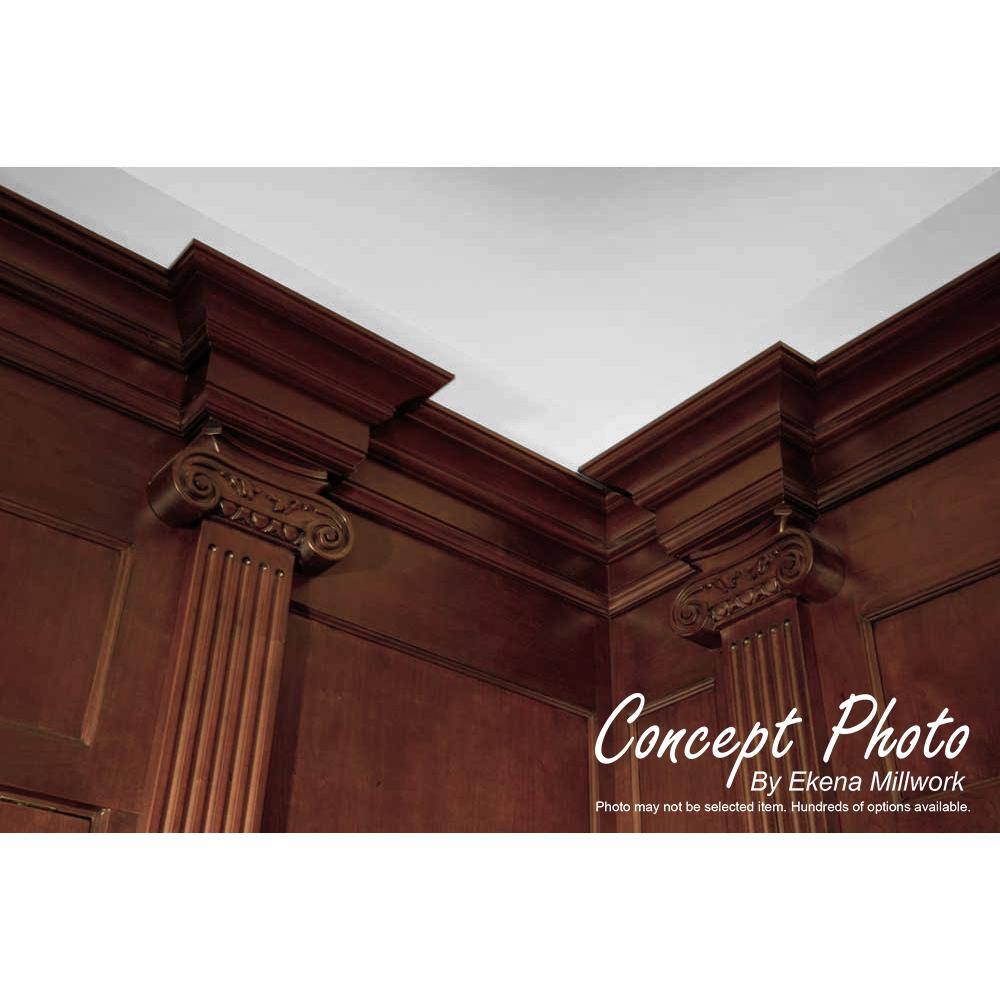Ekena Millwork 2-1/4 in. x 94-1/2 in. x 3 in. Unfinished Wood Alder Bedford Carved Crown Moulding
