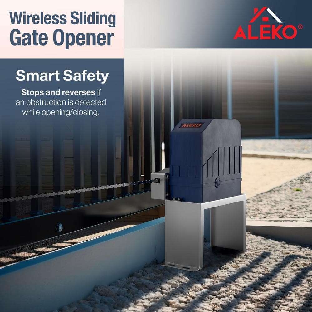 ALEKO AC1400 40 ft. Length and 1400 lbs. Capacity Gate Opener Kit for Sliding Gates
