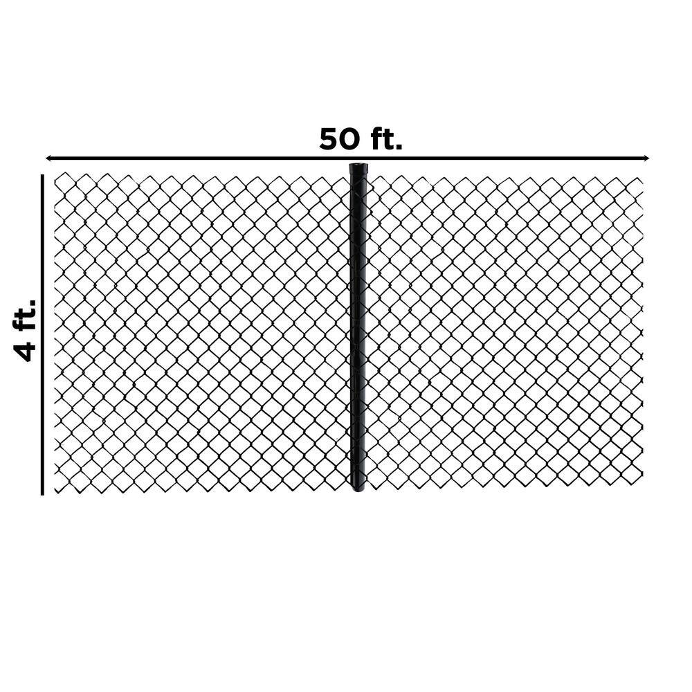ALEKO Galvanized Steel Chain Link Fence - Complete Kit - 4x50 ft. - 9.5 AW Gauge - Black