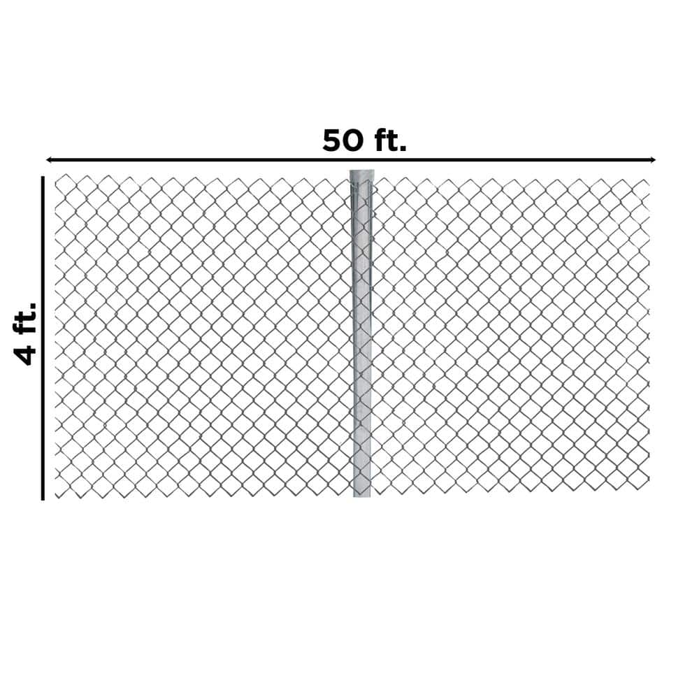 ALEKO Galvanized Steel Chain Link Fence-Complete Kit 4 ft. x 50 ft. 12.5 AW Gauge