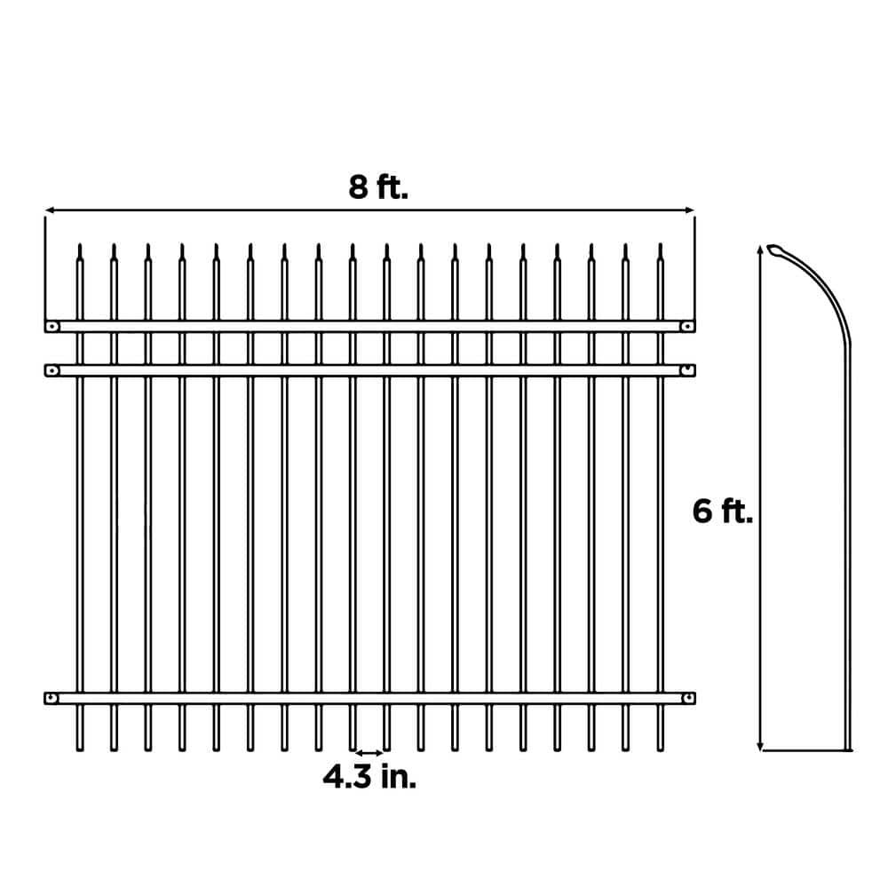 ALEKO 8 ft. x 6 ft. Each 8-Panel Steel Fence Kit - Curved Top Style