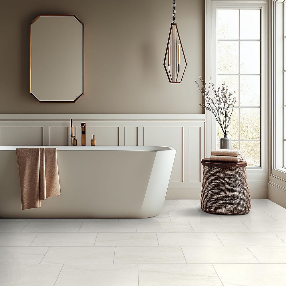 Alexandra White 12 in. x 24 in. Matte Porcelain Marble Look Floor and Wall Tile (16 sq. ft./Case)