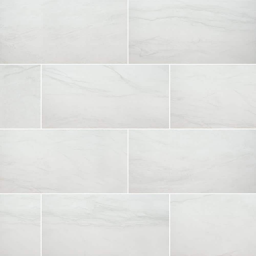 MSI Alexandra White 12 in. x 24 in. Matte Porcelain Marble Look Floor and Wall Tile (16 sq. ft. /Case)