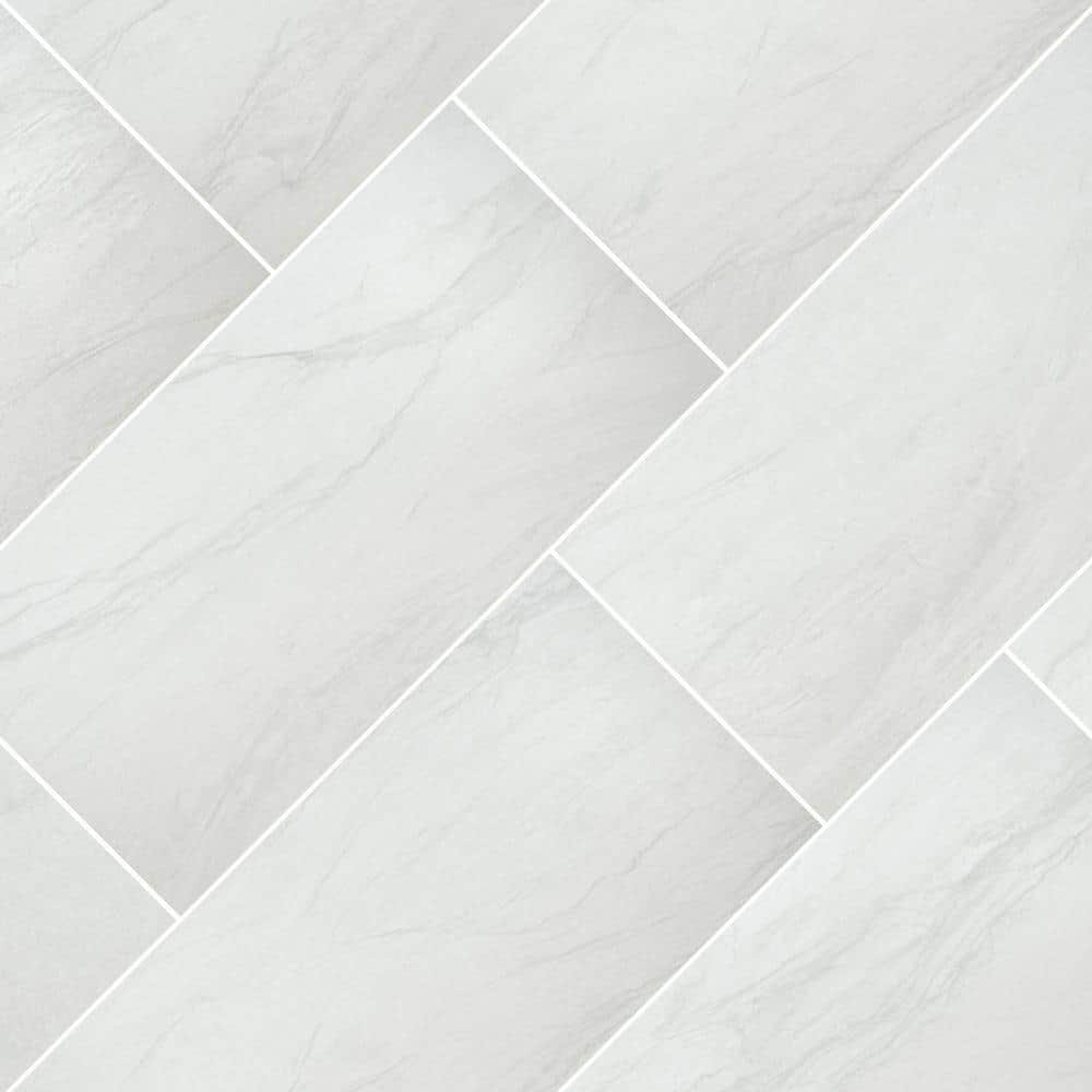 MSI Alexandra White 12 in. x 24 in. Matte Porcelain Marble Look Floor and Wall Tile (16 sq. ft. /Case)