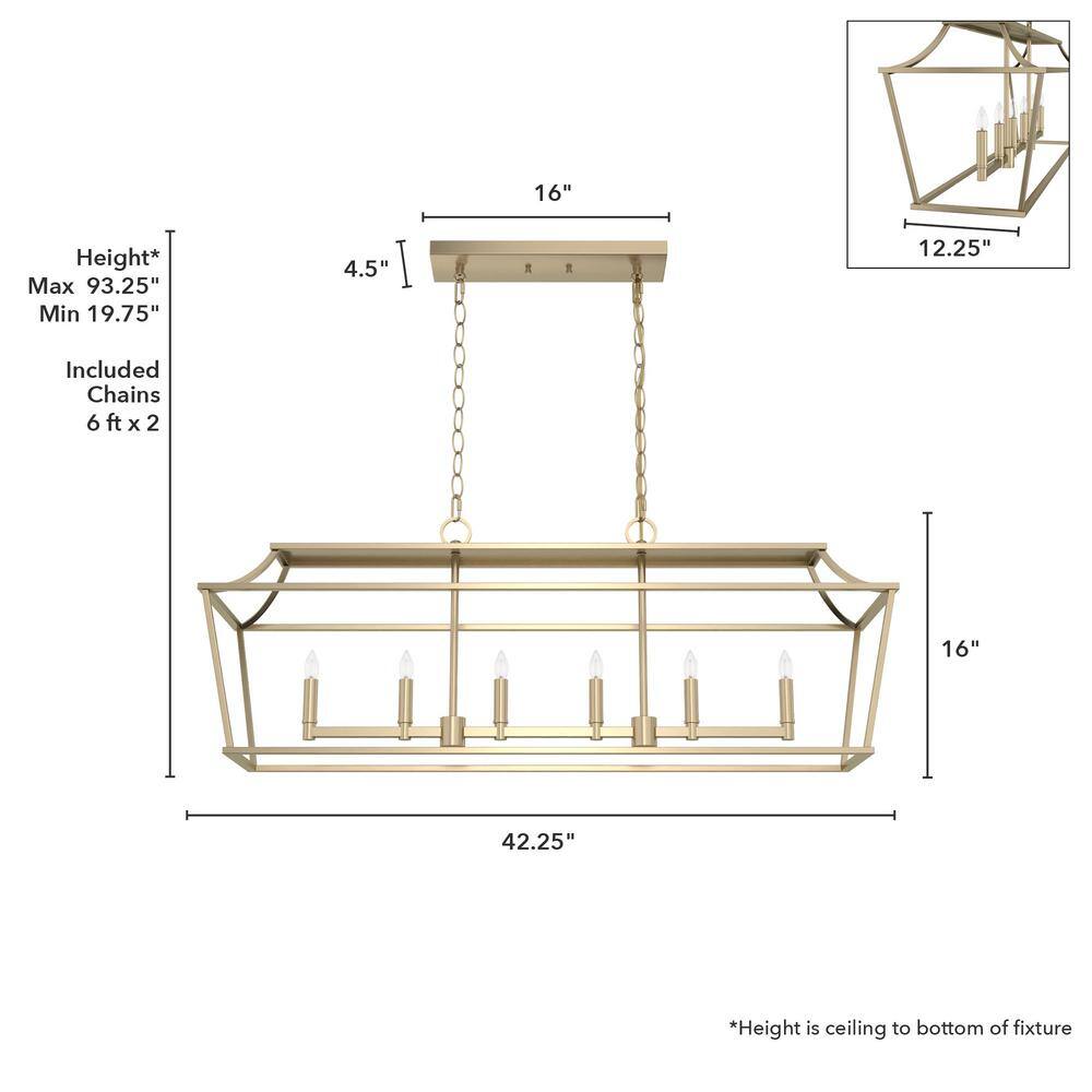 Hunter Laurel Ridge 6-Light Alturas Gold Linear Chandelier