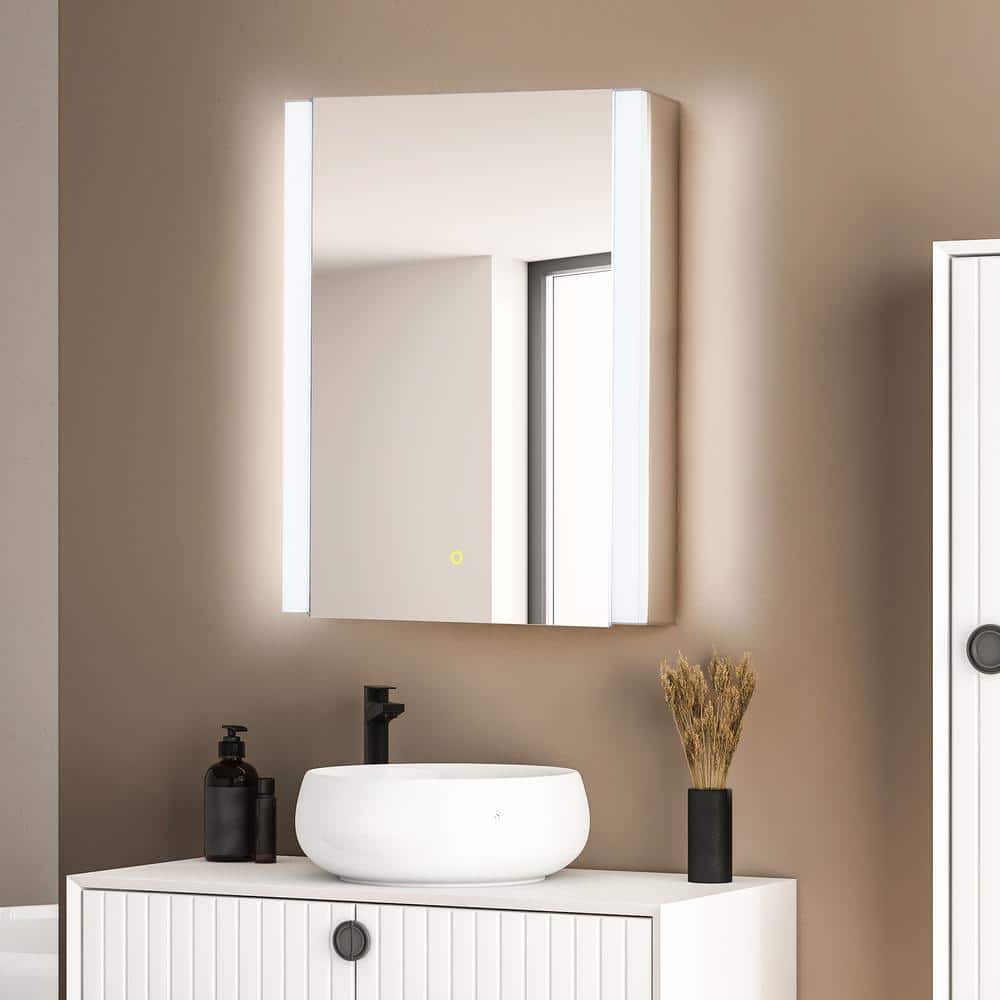 Altair Serra 24 in. W. x 32 in. H Rectangular Aluminum Medicine Cabinet with Mirror