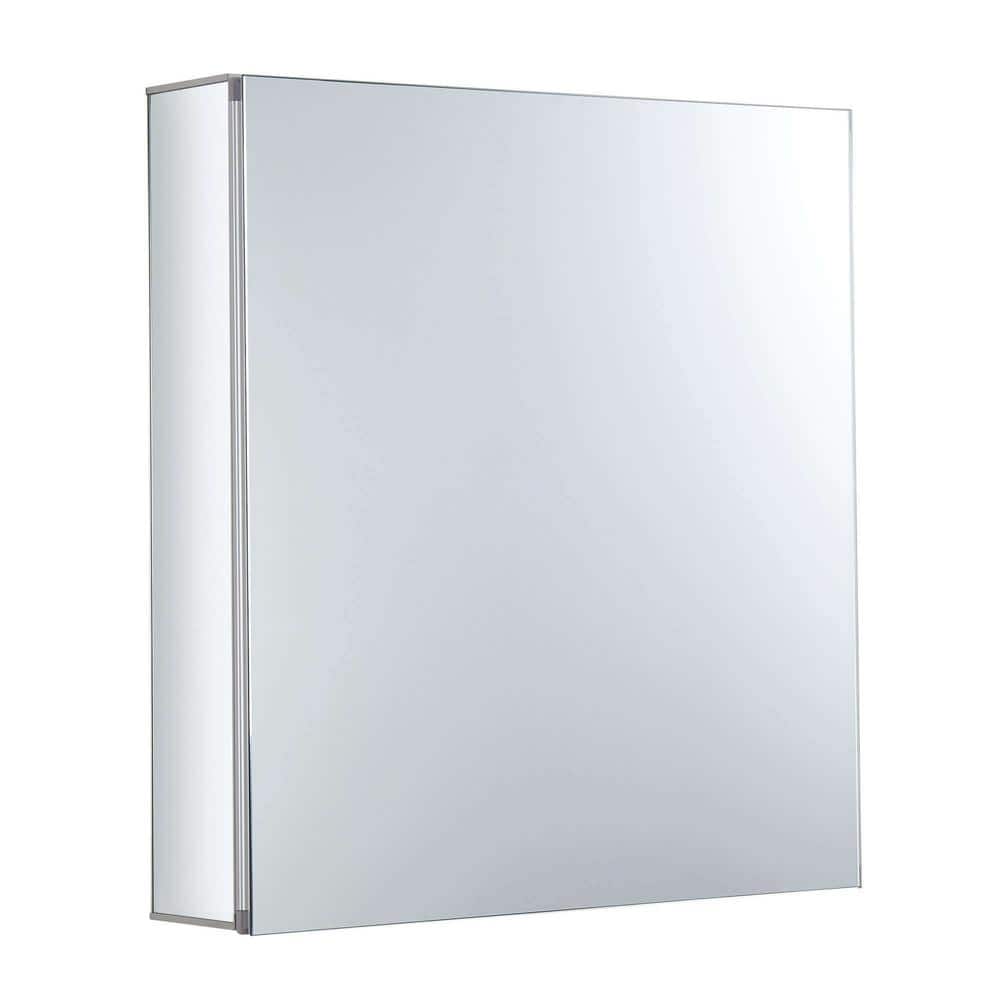 FINE FIXTURES 24 in. W x 24 in. H Recessed or Surface Wall Mount Medicine Cabinet with Mirror in Silver