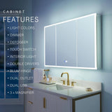 WELLFOR 48 in. W x 30 in. H Rectangular Aluminum Recessed/Surface Mount LED Medicine Cabinet with Mirror, 3x Magnifying Mirror