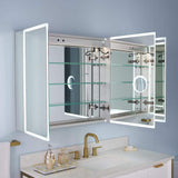 WELLFOR 48 in. W x 30 in. H Rectangular Aluminum Recessed/Surface Mount LED Medicine Cabinet with Mirror, 3x Magnifying Mirror
