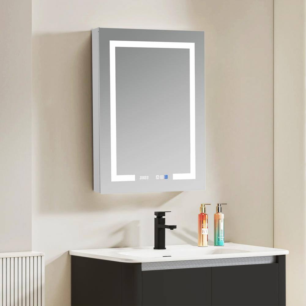 Satico 24 in. W x 32 in. H Rectangular Aluminum Medicine Cabinet with Mirror