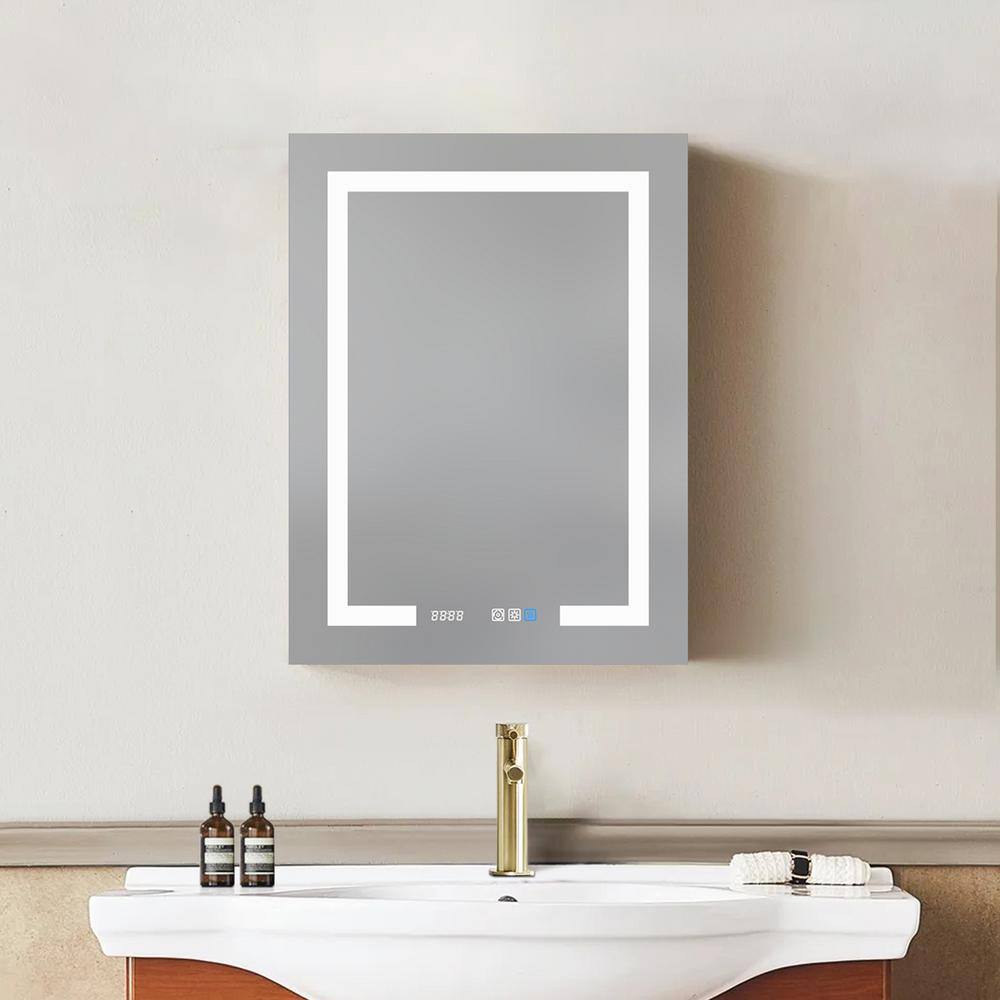 Satico 24 in. W x 32 in. H Rectangular Aluminum Medicine Cabinet with Mirror