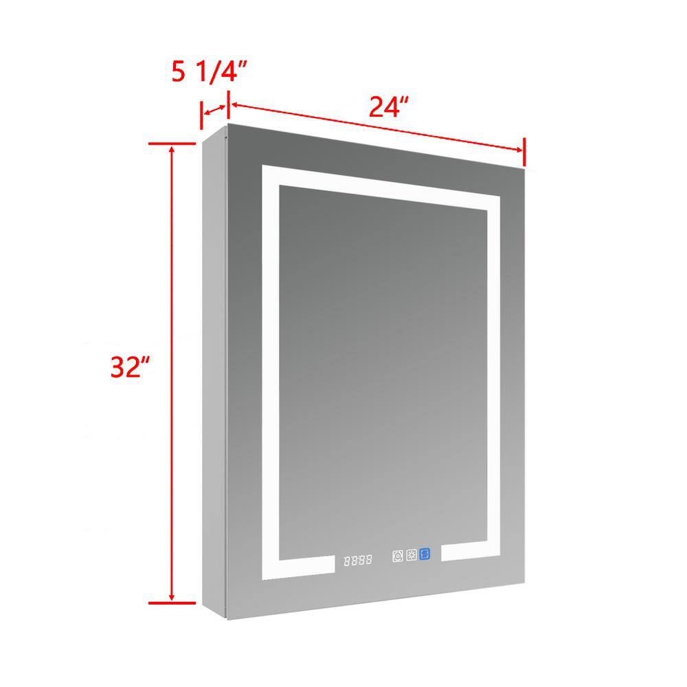 Satico 24 in. W x 32 in. H Rectangular Aluminum Medicine Cabinet with Mirror