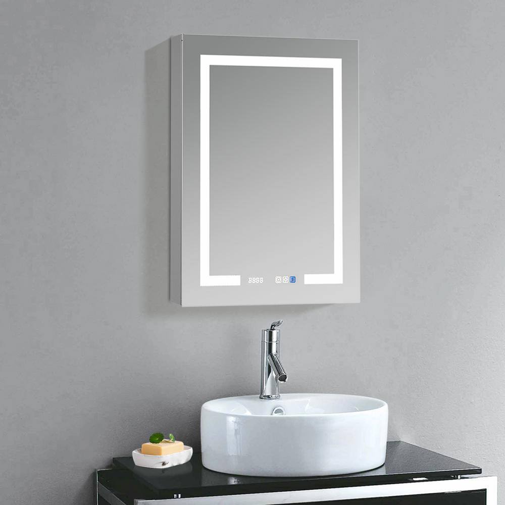 Satico 24 in. W x 32 in. H Rectangular Aluminum Medicine Cabinet with Mirror