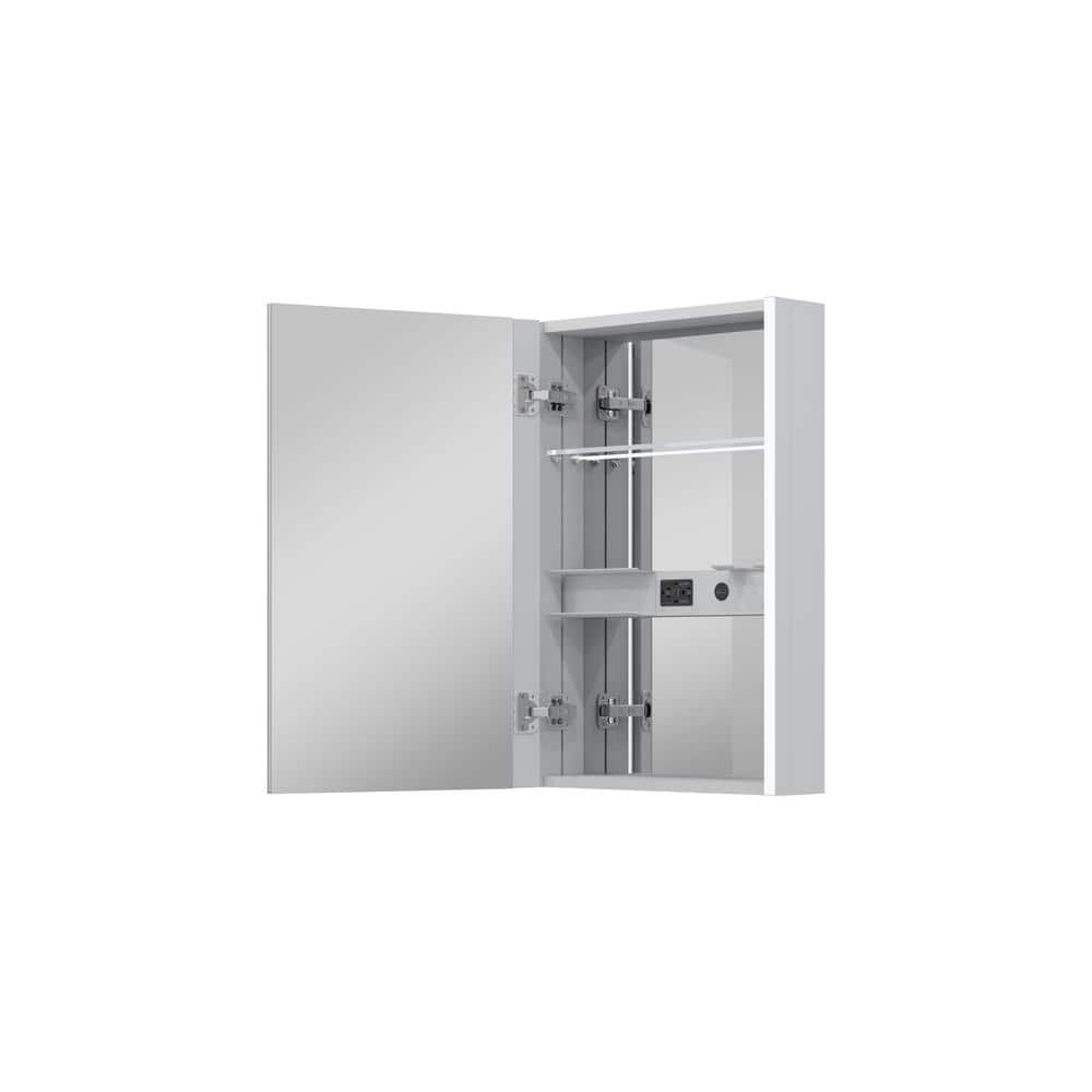 WELLFOR Chic 20 in. W x 30 in. H Rectangular Aluminum Medicine Cabinet with Mirror, LED Lights, Anti-Fog, Left Soft Close Door