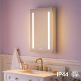 WELLFOR 20 in. W x 30 in. H Rectangular Aluminum Recessed or Surface Mount Medicine Cabinet with Mirror,LED Lights,Defog,3 Shelf