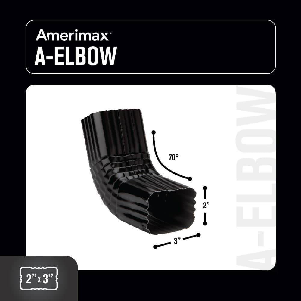 2 in. x 3 in. Black Aluminum Downspout A-Elbow