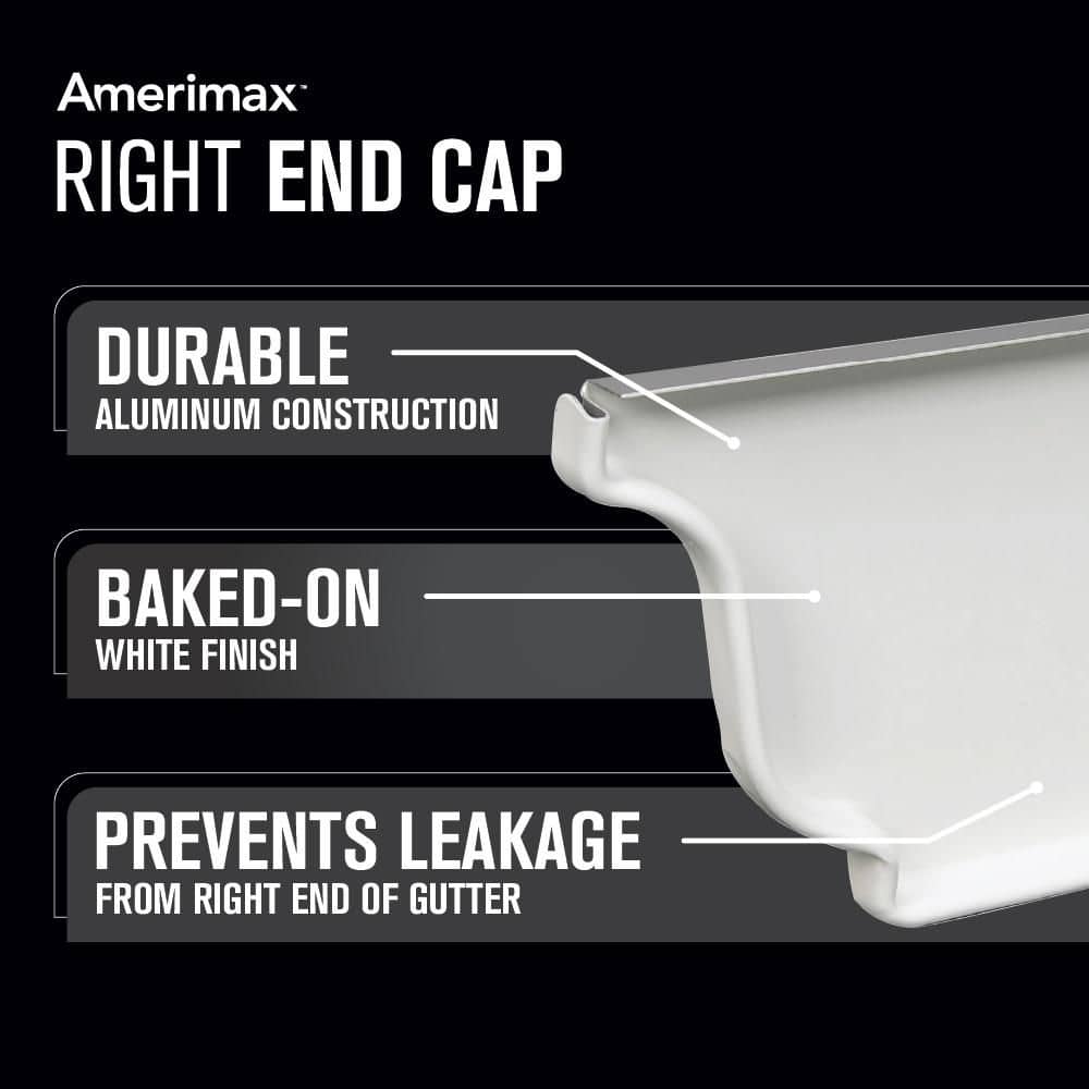 Amerimax Home Products 6 in. White Aluminum K-Style Right End Cap (Right End Cap)