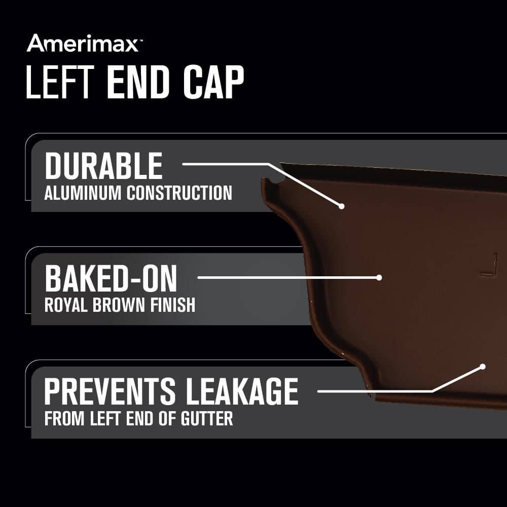 Aluminum Gutter Left End Cap, Royal Brown, 5.25 in. (AFEC525LRB)