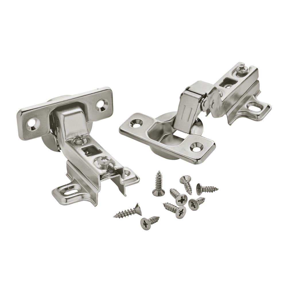 Amerock Full Inset Frameless Concealed Cabinet Hinges, Satin Nickel — 2 Pack