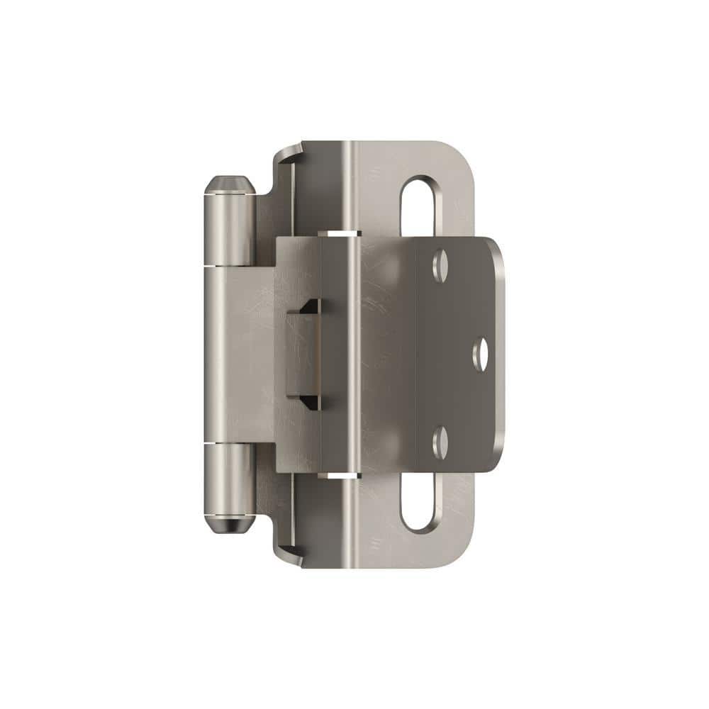 Amerock 3/8 in. (10 mm) Satin Nickel Inset Self-Closing Partial Wrap Cabinet Hinge, 2-Pack